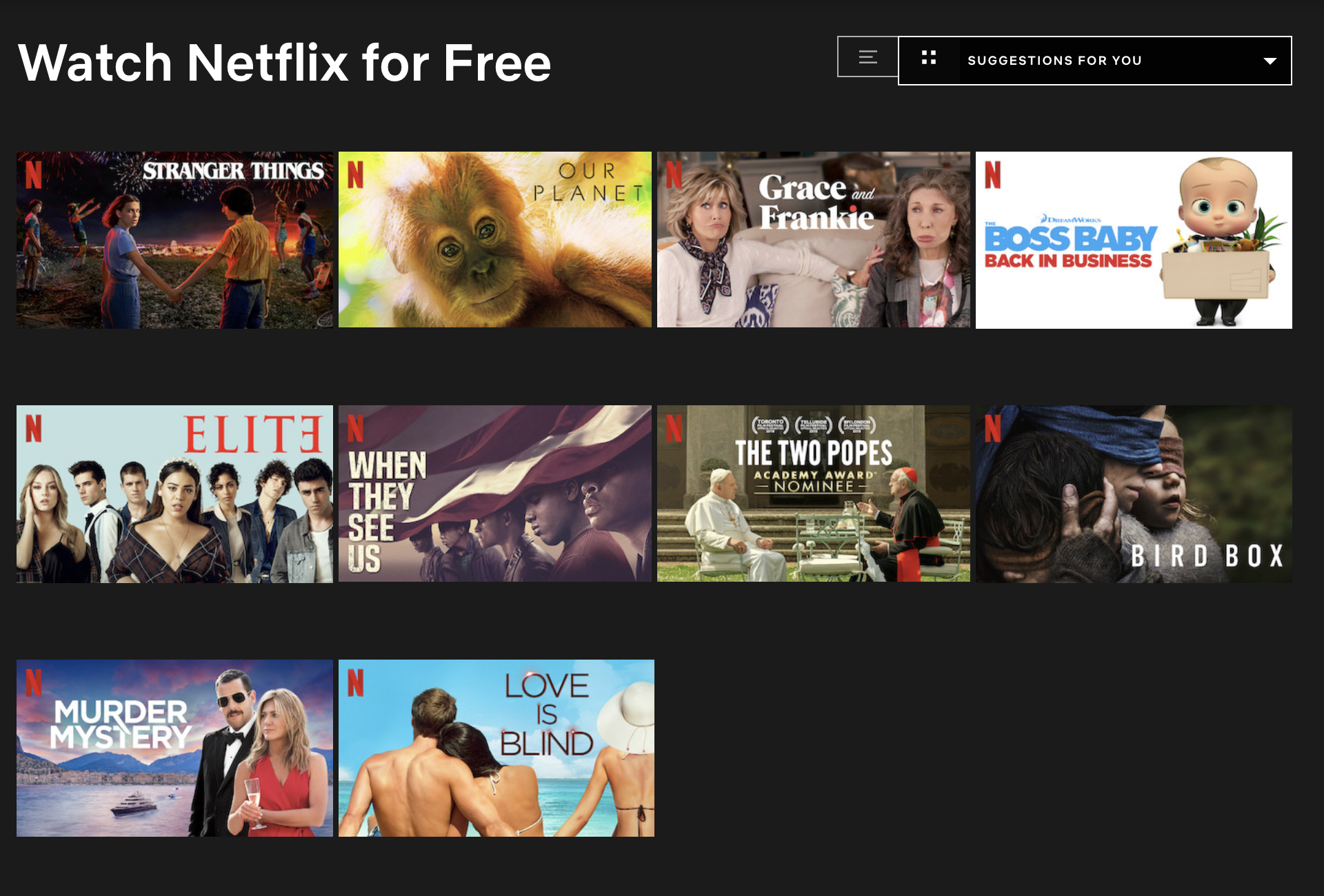 Netflix free movies hot sale